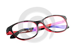 Black Red Eye Glasses Isolated on White