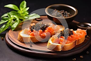 Black and Red fish caviar background. Holiday Party Appetizer, Slavic core concept. For postcard, banner, wallpaper