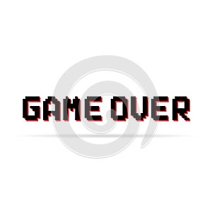 Black and red game over pixel text