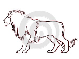 Black and red graceful Lion contour