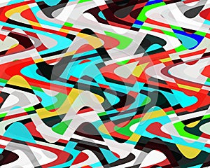 Black red green yellow blue fluid lines geometries, abstract vivid texture