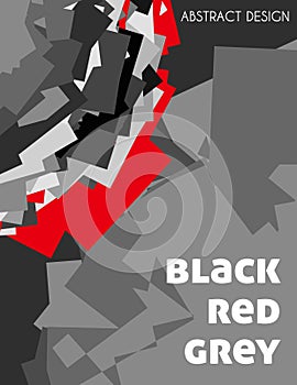 Black, red and grey geometric abstraction. Vector graphics