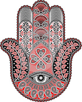 Black and red hamsa design