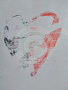 Black and red harth draw in white