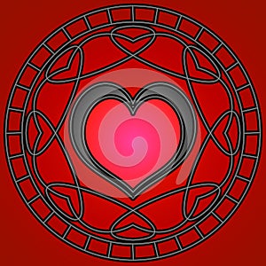 Black/Red Hearts & Swirls