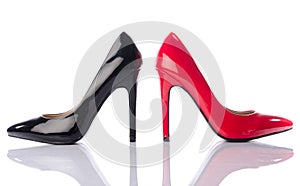 Black and red high heel shoe