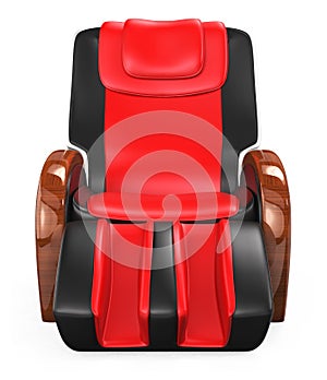 Black and red leather reclining massage chair