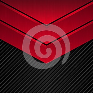 Black and red metallic background. Vector metallic banner. Abstract technology background