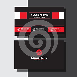 Black And Red Minimalistic Business Card
