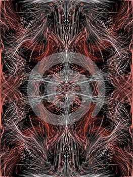 Black and red pattern of fine lines on a dark background. Bright pattern.