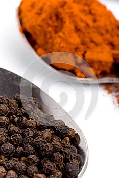 Black and red peppers