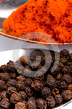 Black and red peppers