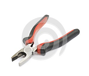 Black and red pliers tool isolated