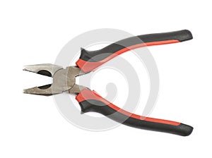 Black and red pliers tool isolated