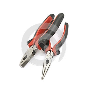 Black and red pliers tool isolated