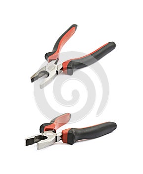 Black and red pliers tool isolated