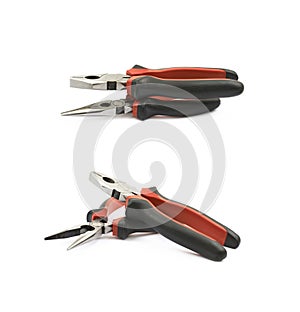 Black and red pliers tool isolated