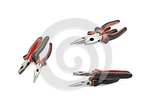 Black and red pliers tool isolated