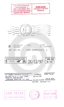 Black and red postmarks