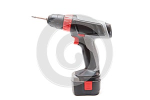 Black and red screw driver on a white background
