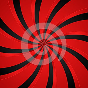 Black and red Spiral Swirl radial background. Vortex and Helix background. Vector illustration