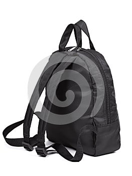 Black and red sport backpack bag isolated on white background