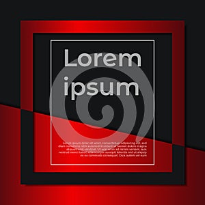 Black and red square frame with copy space for text design background