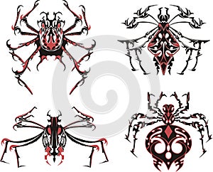 Black and red symmetric spider tattoos photo