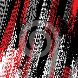 Black and red tire track grunge background