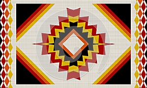 Black and red tone ethnic native mexican style rug