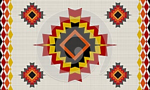 Black and red tone ethnic native mexican style rug