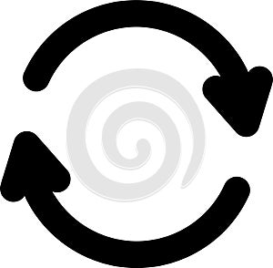 Black Refresh icon isolated on white background. Reload symbol. Rotation arrows in a circle sign. Vector Illustration