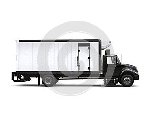 Black refrigerator truck - side view