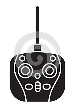 Remote control with receiver, with antenna indicator and control levers vector icon flat isolated.