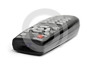 Black remote control on white