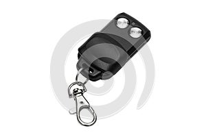 Black remote with two buttons on keyring isolated