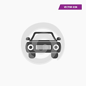 Black retro car silhouette front view icon.