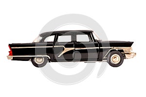 Black retro limousine old scale model isolated