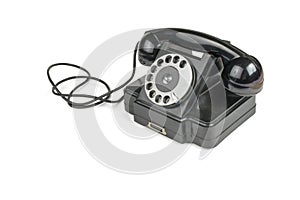 Black retro phone isolated on a white background