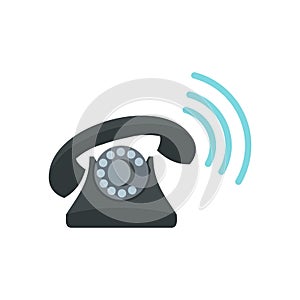 Black retro phone ringing icon, flat style photo