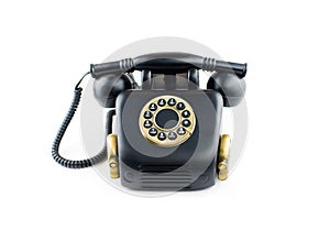 Black Retro Phone - Vintage Telephone isolated on