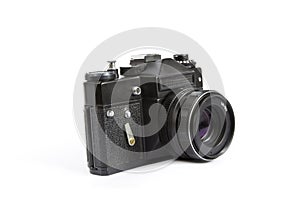 Black Retro Photo Camera Isolated On White Background