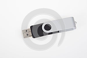 Black revolving usb key flash drive mock up for advertising brand on white background