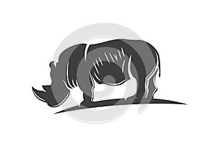 Black rhino silhouette. Isolated vector illustration.