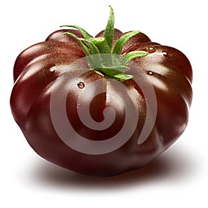 Black ribbed heirloom tomato, paths