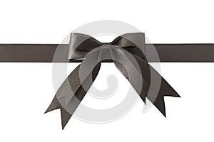 black ribbon with bow on a white