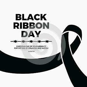 Black Ribbon Day European Day of Remembrance for Victims of Stalinism and Nazism poster vector illustration