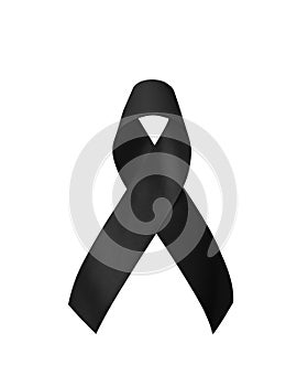 Black Ribbon for Melanoma awareness, skin cancer prevention, and mourning for death loss of victims and terror attack