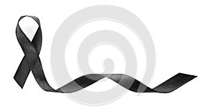 Black ribbon on white background. Funeral symbol