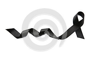 Black ribbon on white background. Melanoma concept